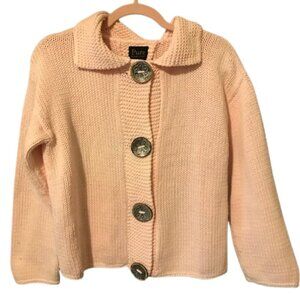 Pure Handknit Women's  Pink Button Front Collared Sweater Size S/M